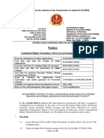 Notice: Combined Higher Secondary (10+2) Level Examination, 2021