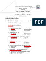 Negros Oriental State University: Multiple Choice: Select The Correct Answer Among The Choices and Encircle The Letter of