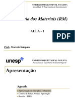 Resistencia Dos Matérias Aula - 1 Unesp