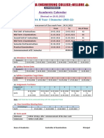 Academic Calendar: MBA II Year-I Semester (2021-22)