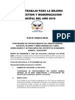 Plan de Trabajo para La Mejora de La Gestion y Modernizacion Municipal Del Año 2019