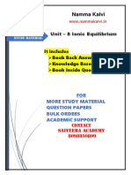 Namma Kalvi: Unit - 8 Ionic Equilibrium