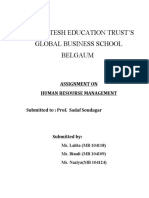 Bharatesh Education Trust'S Global Business School Belgaum: Assignment On Human Resourse Management