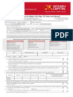 Life Insurance: Certificate of Insurability For Major Life (Age 18 Years and Above)