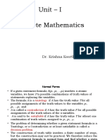 Unit - I Discrete Mathematics: Dr. Krishna Keerthi Chennam