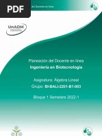 Planeación Unidad 1 Álgebra Lineal