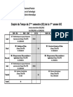 Emploi Du Temps Du 2 Semestre (S2) de La 1 Année GIE