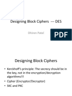 Designing Block Ciphers - DES: Dhiren Patel