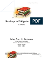 Readings in Philippine History: Aklan State University School of Arts and Sciences Banga, Aklan 2020-2021