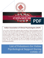 List of Volunteers For Online Psychological Support During COVID-19