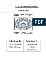 MBA 701A - Capstone Project 1 Final Report Topic - HR Analytics