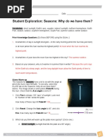 Student Exploration: Seasons: Why Do We Have Them?