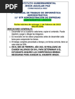 Trabajo Campamentos Ludicos 11mo BTP Informática Administrativa