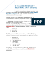 Código Orgánico Monetario y Financiero (Antigua Ley de Cheques)