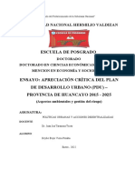 Ensayo Del Pdu - Provincia de Huancayo - 2015 - 2025