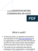 Consideration Before Commencing An Audit