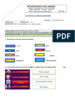 Examen Del Primer Quimestre-Inglés 8vos