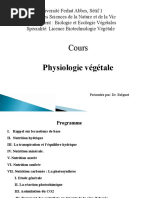 Cours: Physiologie Végétale