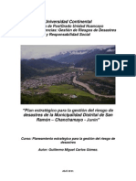 Plan Estratégico para La Gestión Del Riesgo de Desastres de La Municipalidad Distrital de San Ramón - Chanchamayo - Junín