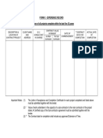 Form C - Experience Record Particulars of All Projects Complete Within The Last Five (5) Years