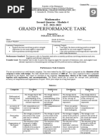 Grand Performance Task: Mathematics Second Quarter - Module 4 S.Y. 2021-2022