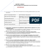 Observation: Chapter 1 Lesson 1 Lesson 1: Pedagogical Content Knowledge and Its Application Across The Curriculum