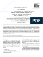 Producción de Carbón Activado A Partir de Una Nueva Melaza Precursora Por Activación Con Ácido Sulfúrico.