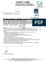 Admit Card: Afc Examination Winter 2021 Under Centre-Based Environment