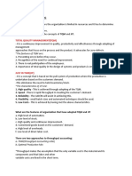 Total Quality Management (TQM) : A. TPAR (Throughput Accounting Ratio) B. Optimal Production Mix