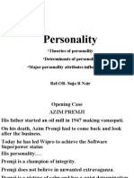 Personality: - Theories of Personality - Determinants of Personality - Major Personality Attributes Influencing OB