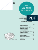 AL-1631 AL-1641CS: Digital Laser Copier Digital Multifunctional System Operation Manual