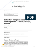 Littérature Française Moderne Et Contemporaine Histoire, Critique, Théorie