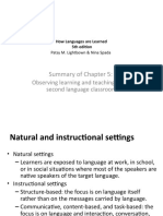 Summary of Chapter 5:: Observing Learning and Teaching in The Second Language Classroom