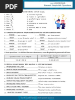 Present Simple WH Questions Interactive Worksheet