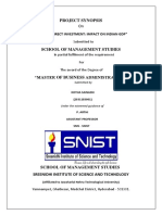 Project Synopsis: "Foreign Direct Investment: Impact On Indian GDP"