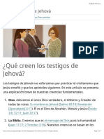 ¿Qué Creen Los Testigos de Jehová?