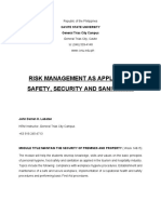 Risk Management As Applied To Safety, Security and Sanitation