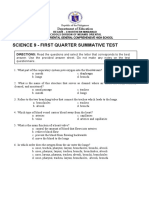 Science 9 - First Quarter Summative Test: Department of Education