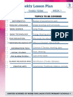 Weekly Lesson Plan: Pry 1 (6years) Third Term Week 1