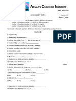 Rnab'S Oaching Nstitute: Entrance Test For Class: 4 Assessment Test 1 Marks:100 Date: 25.02.2016 Time: 2 Hour