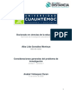 Consideraciones Generales Del Problema de Investigación. Gonzalez - Alba