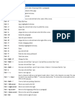 Short Cut Keys
