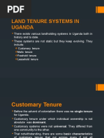 Land Tenure Systems in Uganda