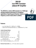 2N5109 Silicon NPN Transistor Broadband RF Amplifier: Absolute Maximum Ratings