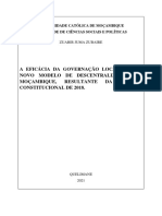 A Eficácia Da Governação Local Face O Novo Modelo de Descentralização em Moçambique, Resultante DA Revisão Constitucional de 2018