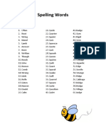 SC Spelling Words 6th March