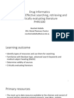 Drug Informatics Lecture 3: Effective Searching, Retrieving and Critically Evaluating Literature PHR3100