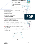 Mechanism of Machinery Velocity Analysis Worksheet PDF Free