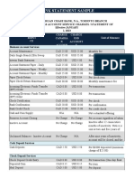 Bank Statement Sample: Servi CE Charge Canadia N Accoun Charge USD Account S Unit of Measure