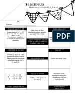 Multiplication Math Menus Grade 3